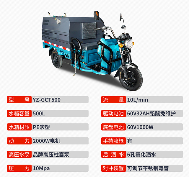 YZ-GCT500三輪高壓沖洗車(chē)